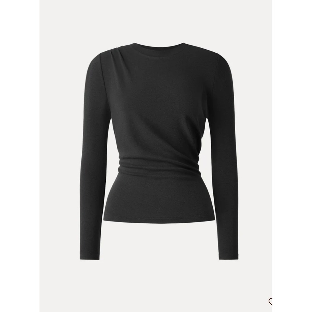 OGL Eco-Mousse Crewneck Top‎ Ruched Side Long Sleeve Black Size 2XL Stretch Soft